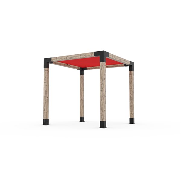 Ensemble pour pergola autoportante par Toja Grid de 8 pi x 8 pi pour bois 6 x 6, auvent rouge inclus