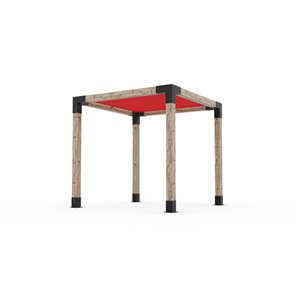 Ensemble pour pergola autoportante par Toja Grid de 8 pi x 8 pi pour bois 6 x 6, auvent rouge inclus