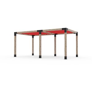 Ensemble pour pergola double autoportante par Toja Grid de 10 pi x 18 pi pour bois 6 x 6, auvent rouge inclus