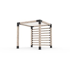 Ensemble pour pergola adossée par Toja Grid de 8 pi x 8 pi pour bois 6 x 6, mur KNECT 4 x 4 et auvent blanc inclus