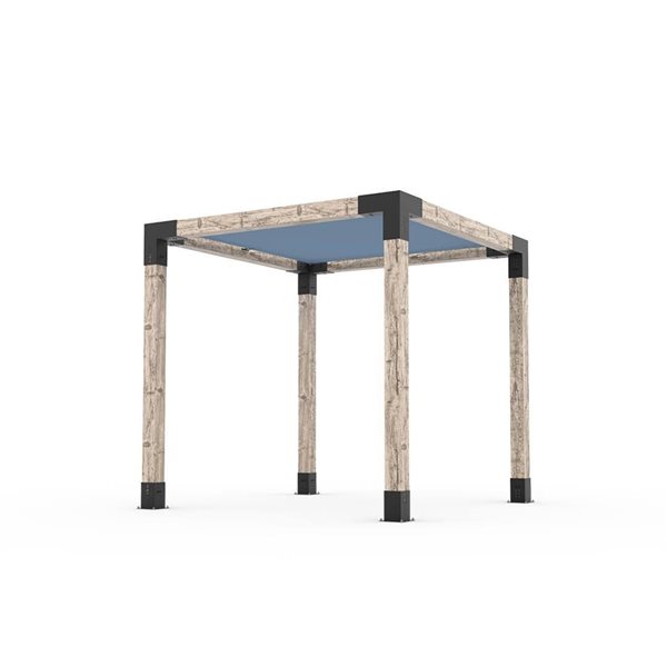 Ensemble pour pergola autoportante par Toja Grid de 8 pi x 8 pi pour bois 6 x 6, auvent en denim inclus