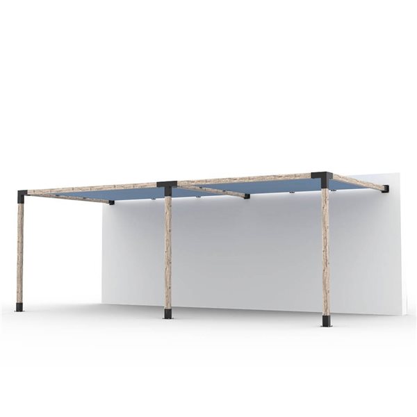 Ensemble pour pergola double adossée par Toja Grid de 10 pi x 22 pi pour bois 4 x 4, auvent en denim inclus