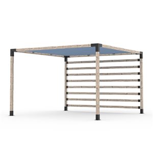 Toja Grid 12-ft x 12-ft Attached Pergola Kit for 4 x 4 Wood - 4 x 4 KNECT Wall and Denim Canopy Included
