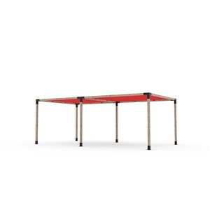 Ensemble pour pergola double autoportante par Toja Grid de 12 pi x 22 pi pour bois 4 x 4, auvent rouge inclus