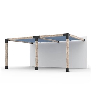 Toja Grid 12-ft x 18-ft Double Attached Pergola Kit for 6 x 6 Wood - Denim Canopy Included