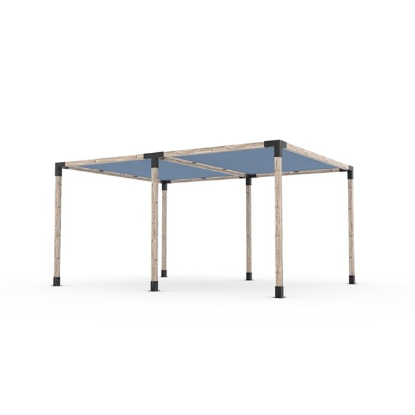 Ensemble pour pergola double autoportante par Toja Grid de 12 pi x 16 pi pour bois 4 x 4, auvent en denim inclus