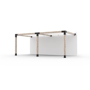 Ensemble pour pergola double adossée par Toja Grid de 10 pi x 20 pi pour bois 6 x 6, auvent blanc inclus