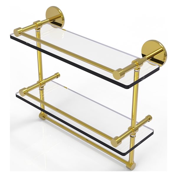 Allied Brass Prestige Skyline 2Tier Polished Brass Glass Wall Mount