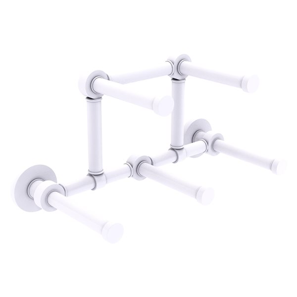 Allied Brass Matte White Wall Mount Prestige Skyline Double Post Toilet Paper Holder