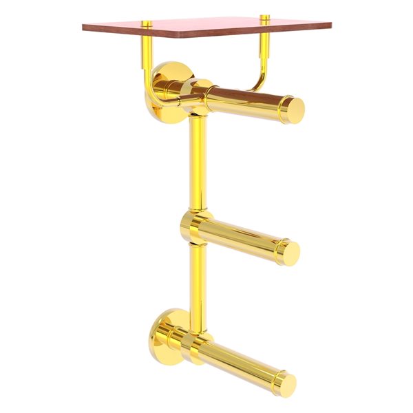 Allied Brass Prestige Skyline Double Post Wall Mount Polished Brass Toilet Paper Holder