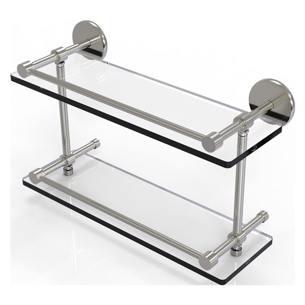 Allied Brass Prestige Skyline 2-Tier Satin Nickel Glass Wall Mount Bathroom Shelf