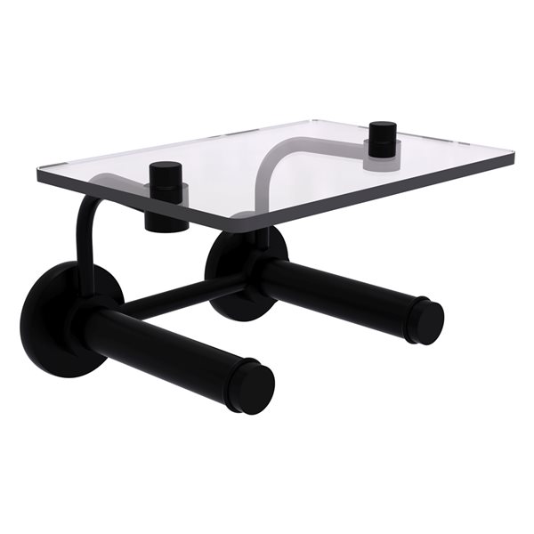 Allied Brass Matte Black Prestige Skyline Wall Mount Double Post Toilet Paper Holder