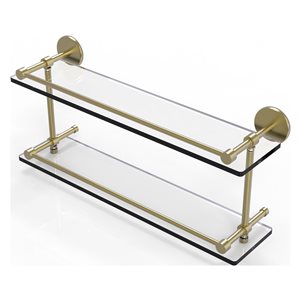 Allied Brass Prestige Skyline Satin Brass 2-Tier Glass Wall Mount Bathroom Shelf