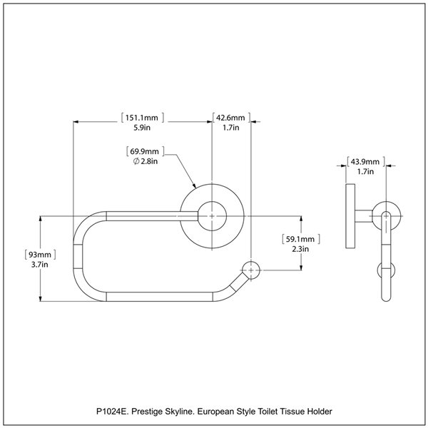 Allied Brass Prestige Skyline Wall Mount Matte Black Single Post Toilet Paper Holder