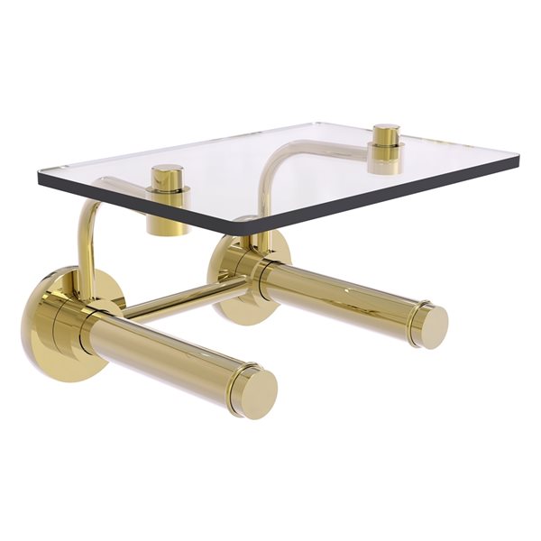 Allied Brass Unlacquered Brass Prestige Skyline Wall Mount Double Post Toilet Paper Holder