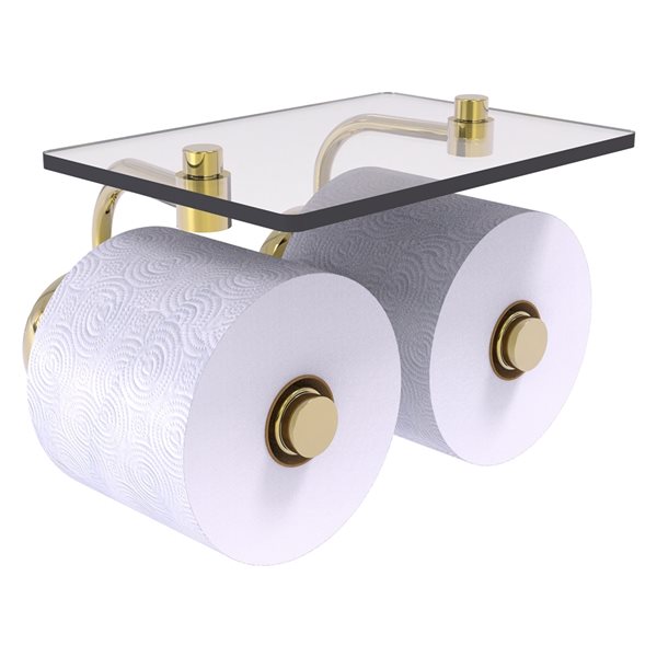 Allied Brass Unlacquered Brass Prestige Skyline Wall Mount Double Post Toilet Paper Holder
