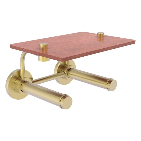 Allied Brass Satin Brass Prestige Skyline Double Post Wall Mount Toilet Paper Holder