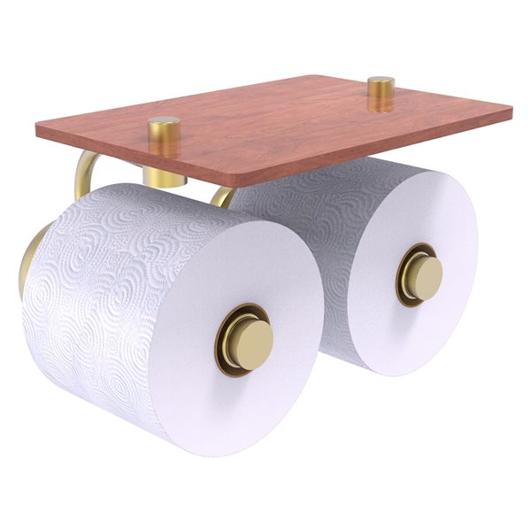 Allied Brass Satin Brass Prestige Skyline Double Post Wall Mount Toilet Paper Holder