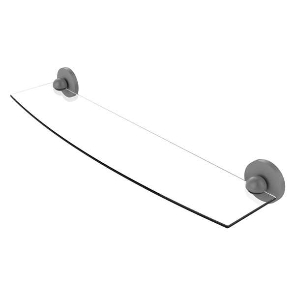 Allied Brass Prestige Skyline Matte Grey 1-Tier Glass Wall Mount Bathroom Shelf