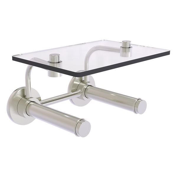 Allied Brass Satin Nickel Prestige Skyline Wall Mount Double Post Toilet Paper Holder