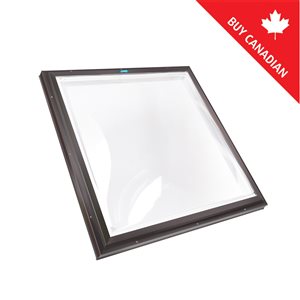 Columbia Skylights Double Glazed Clear Acrylic Dome Fixed Skylight with Brown Frame - 34.5-in x 34.5-in