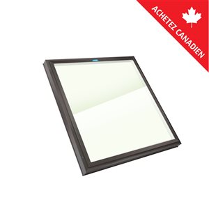 Puits de lumière fixe monté sur cadre 36.5 x 36.5, verre double transparent LoE3, cadre brun