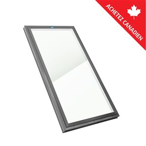 Puits de lumière fixe monté sur cadre 22.5 x 34.5, verre double transparent LoE3, cadre gris