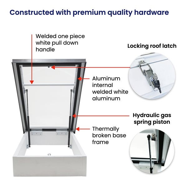 Columbia Double Glazed Clear 32.5 x 74.5 Acrylic Dome Roof Access Hatch - Brown