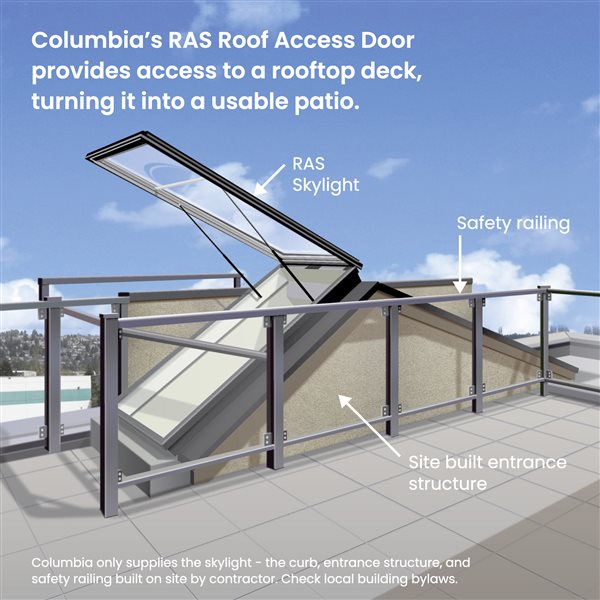 Columbia Double Glazed Clear 32.5 x 74.5 Acrylic Dome Roof Access Hatch - Brown