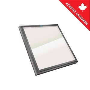 Puits de lumière fixe monté sur cadre 46.5 x 46.5, verre double bronze LoE3, cadre gris