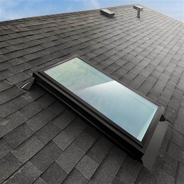 Columbia Double Glazed Neat 14.5 x 46.5 Curb Mount Glass Fixed Skylight - Brown
