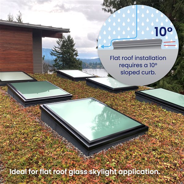 Columbia Double Glazed Neat 14.5 x 46.5 Curb Mount Glass Fixed Skylight - Brown