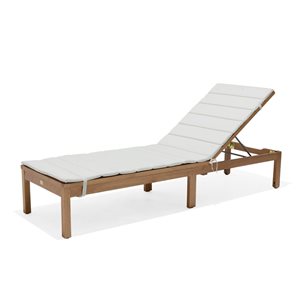 Scancom Louisiana Natural Wood Stationary Chaise Lounge with Off-White Slat Seat