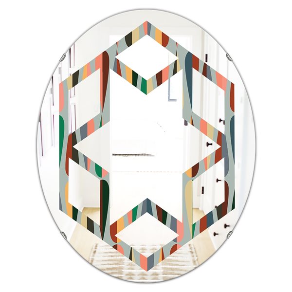 Designart 23.7-in x 35.4-in Retro Abstract Drops IX Oval Wall Mirror | RONA