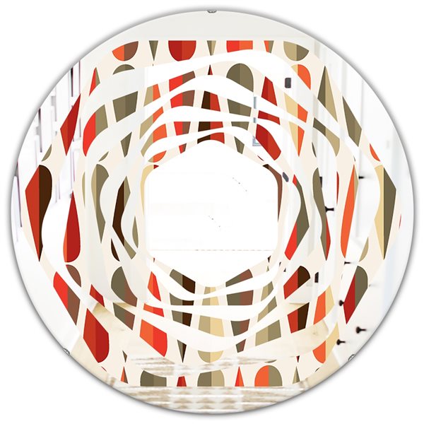 Designart 24-in x 24-in Retro Abstract Drops IV Modern Round Mirror ...