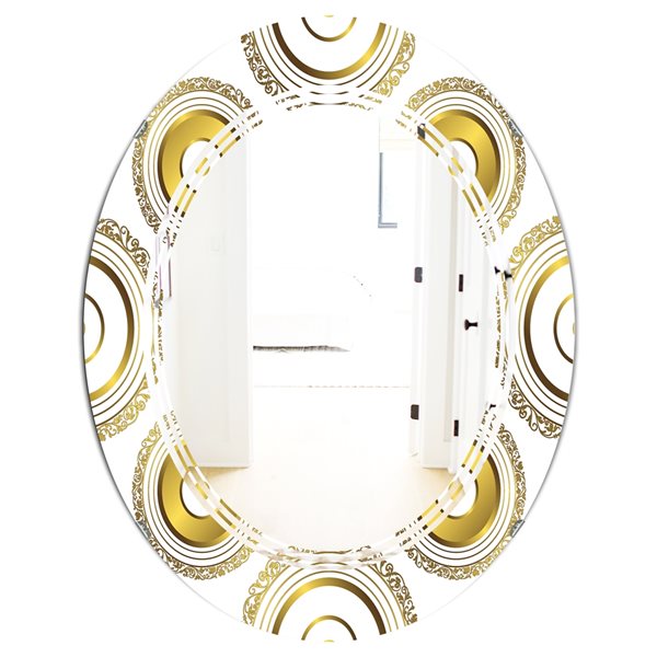 Designart 23.7-in x 35.4-in Circular Golden Pattern I Modern Oval Wall ...