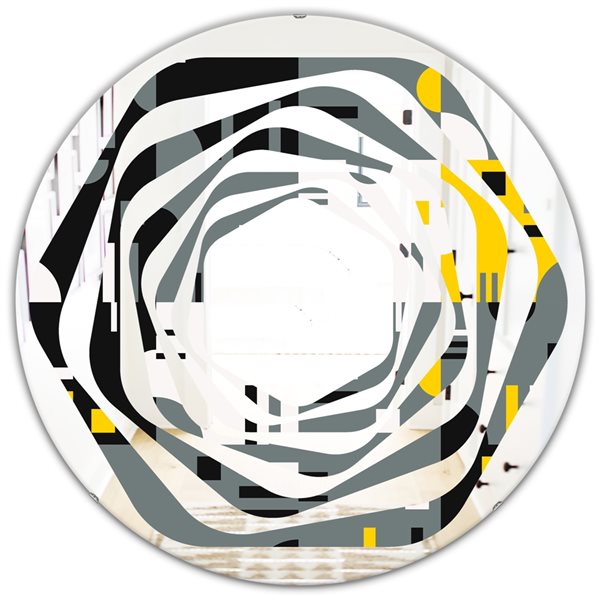 Designart 24-in Retro Abstract Design I Modern Round Wall Mirror ...