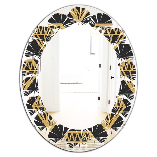 Designart 23.7-in x 35.4-in Vintage Golden Diamonds Modern Oval Mirror ...