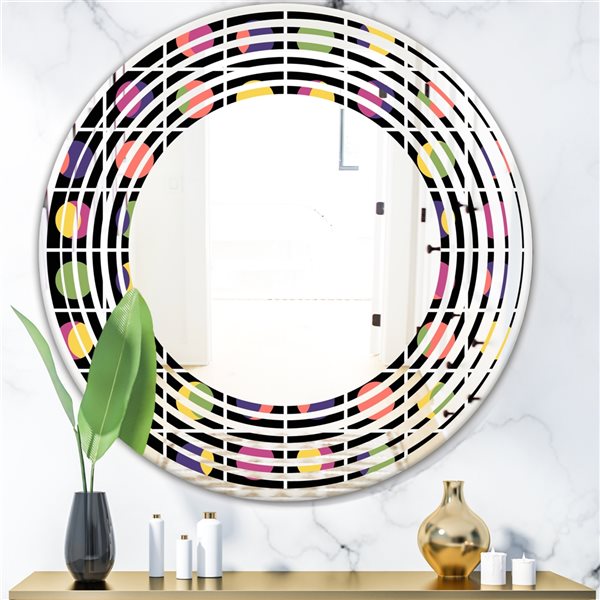 Designart 24-in X 24-in Retro Circular Moons Round Mirror Mir24553-c2 