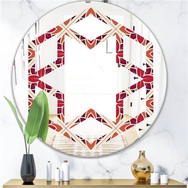 Designart 24-in x 24-in Floral Pattern VI Modern Round Wall Mirror