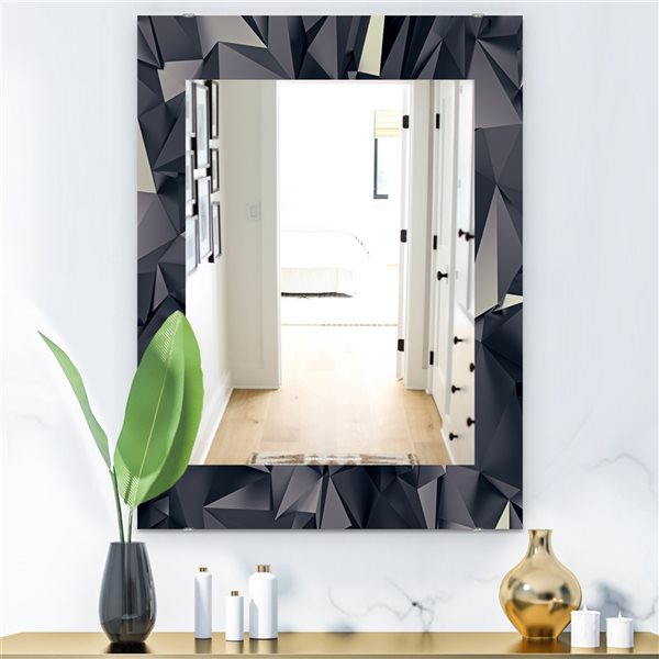 Designart 35.4-in x 23.6-in Shades Of Black Modern Mirror Wall Mirror