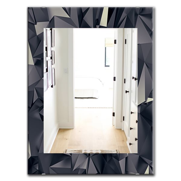 Designart 35.4-in x 23.6-in Shades Of Black Modern Mirror Wall Mirror