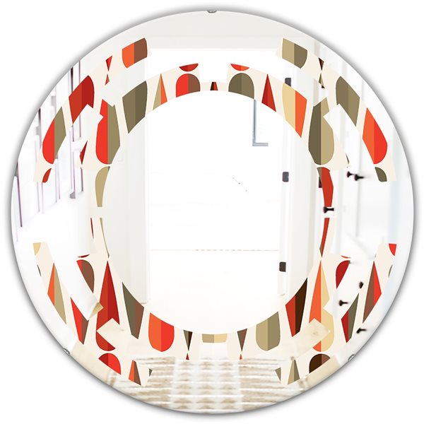 Designart 24-in Retro Abstract Drops IV Modern Round Mirror MIR24537-C1 ...