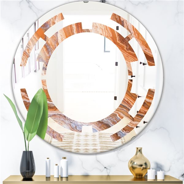 Designart 24-in x 24-in Marbled Geode 2 Modern Round Wall Mirror ...