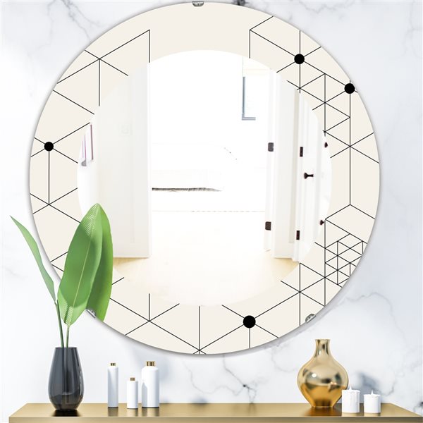 Designart 24-in x 24-in Triangular Spacy Spheres 1 Mirror Wall Mirror