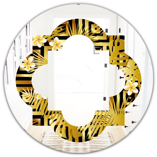 Designart 24-in Modern gold luxury pattern Modern Round Wall Mirror ...