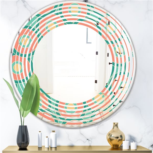 Designart 24-in Retro Circular Pattern VI Round Wall Mirror