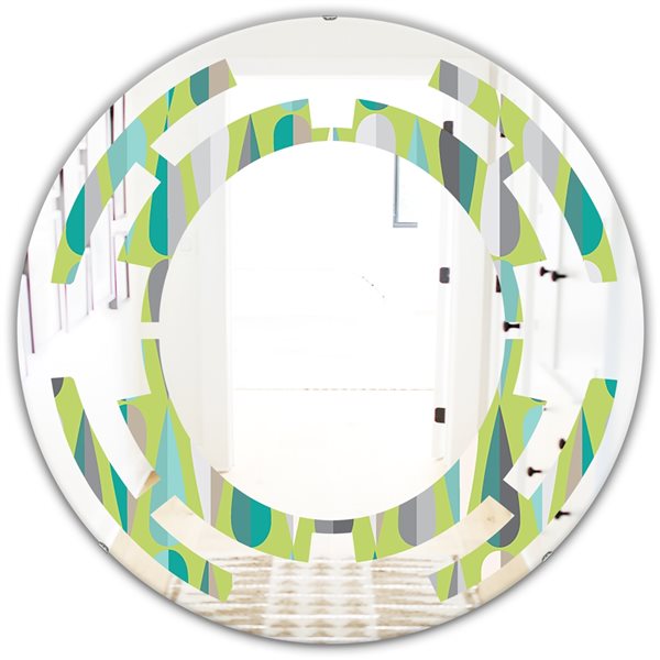 Designart 24-in x 24-in Retro Abstract Drops VI Round Wall Mirror ...