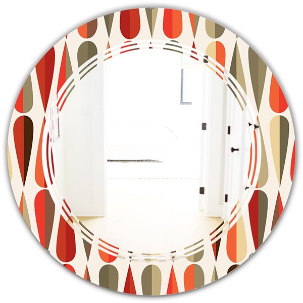 Designart 24 In Retro Abstract Drops IV Modern Round Wall Mirror   330906732 MainImage 001 L 