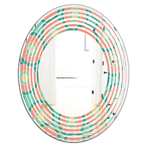 Designart 35.4-in x 23.7-in Retro Circular Pattern VI Modern Oval Wall Mirror